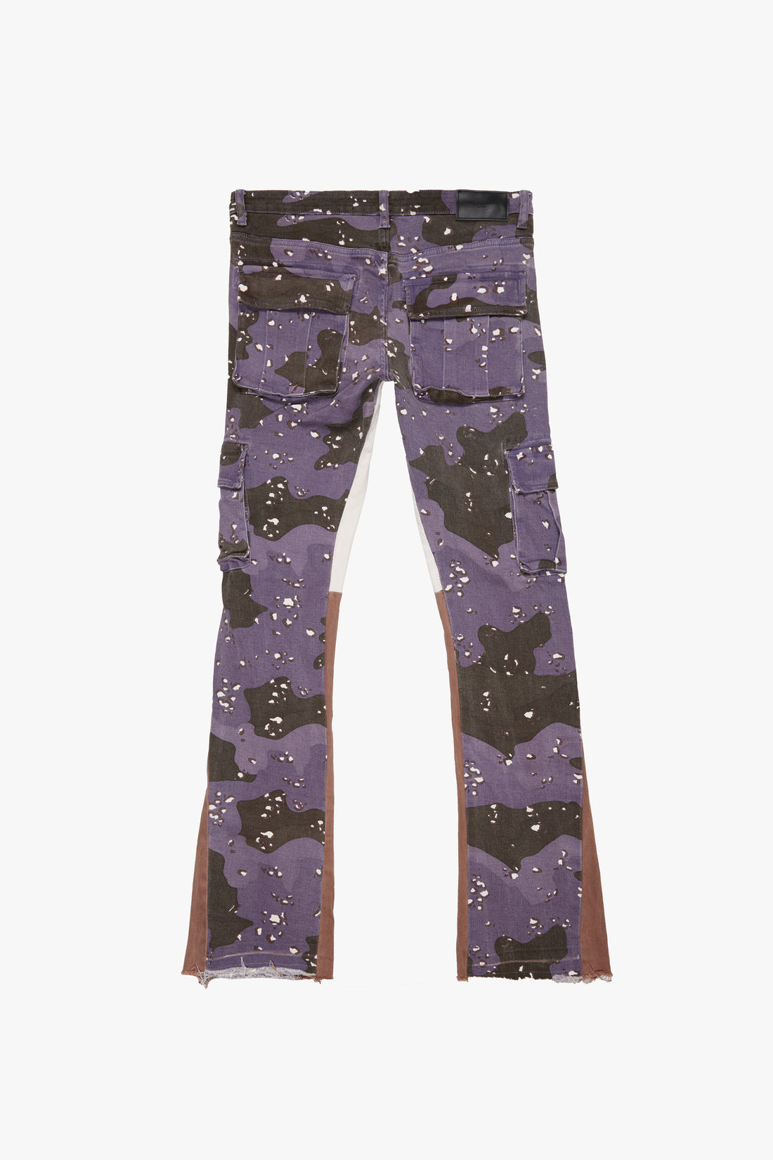 COMMANDER" PURPLE BROWN
CAMO STACKED FLARE JEAN