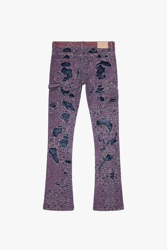 "BANDIT" LAVENDAR STACKED FLARE JEAN