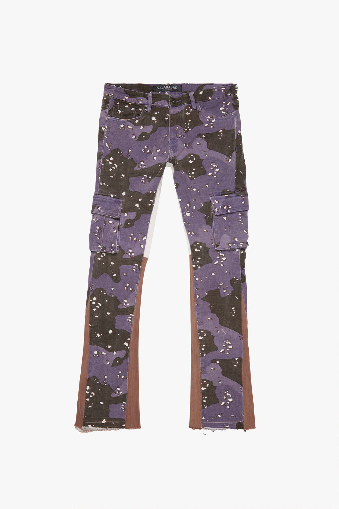 COMMANDER" PURPLE BROWN
CAMO STACKED FLARE JEAN