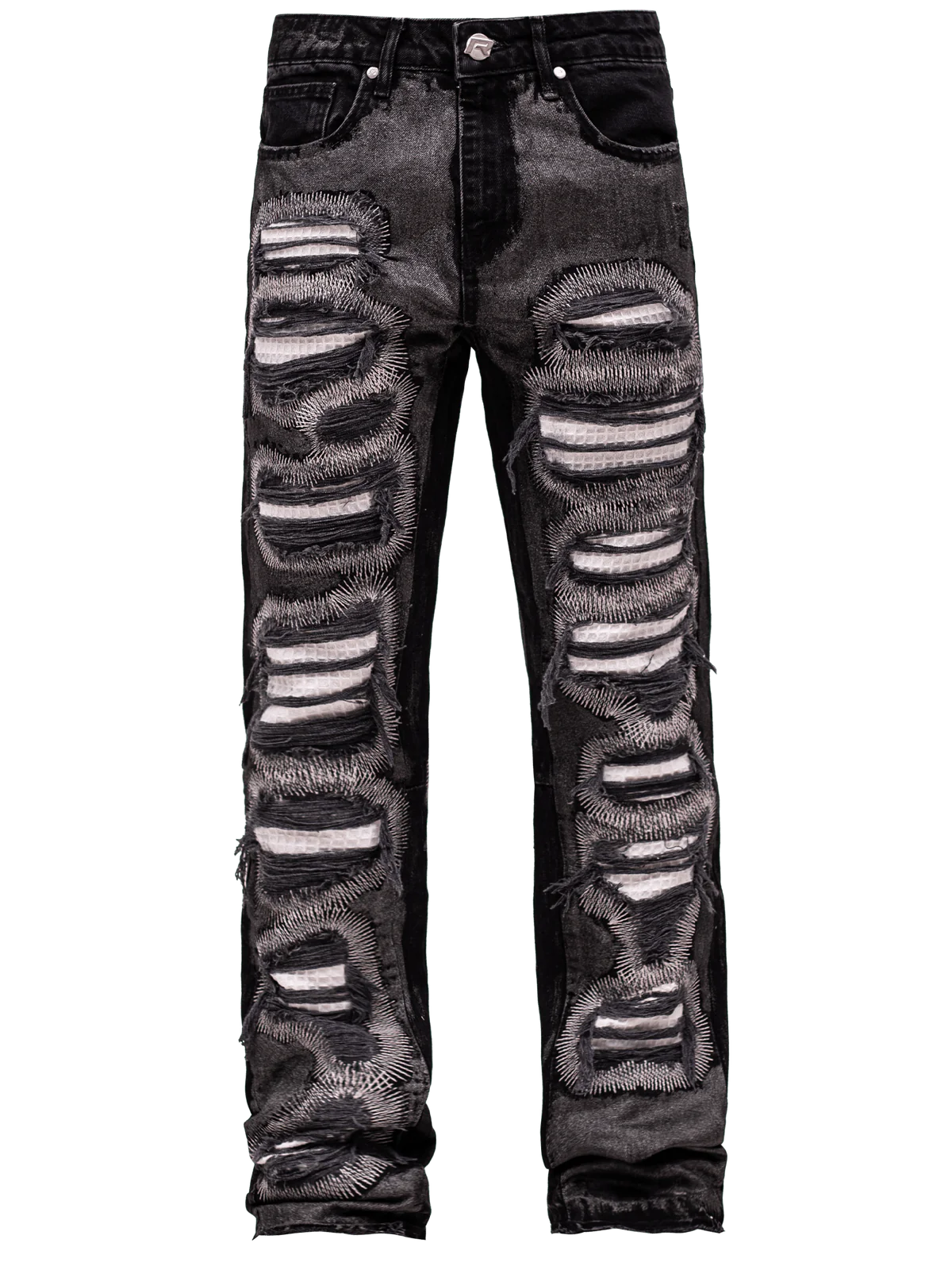 METALLIC FLARE DENIM - BLACK