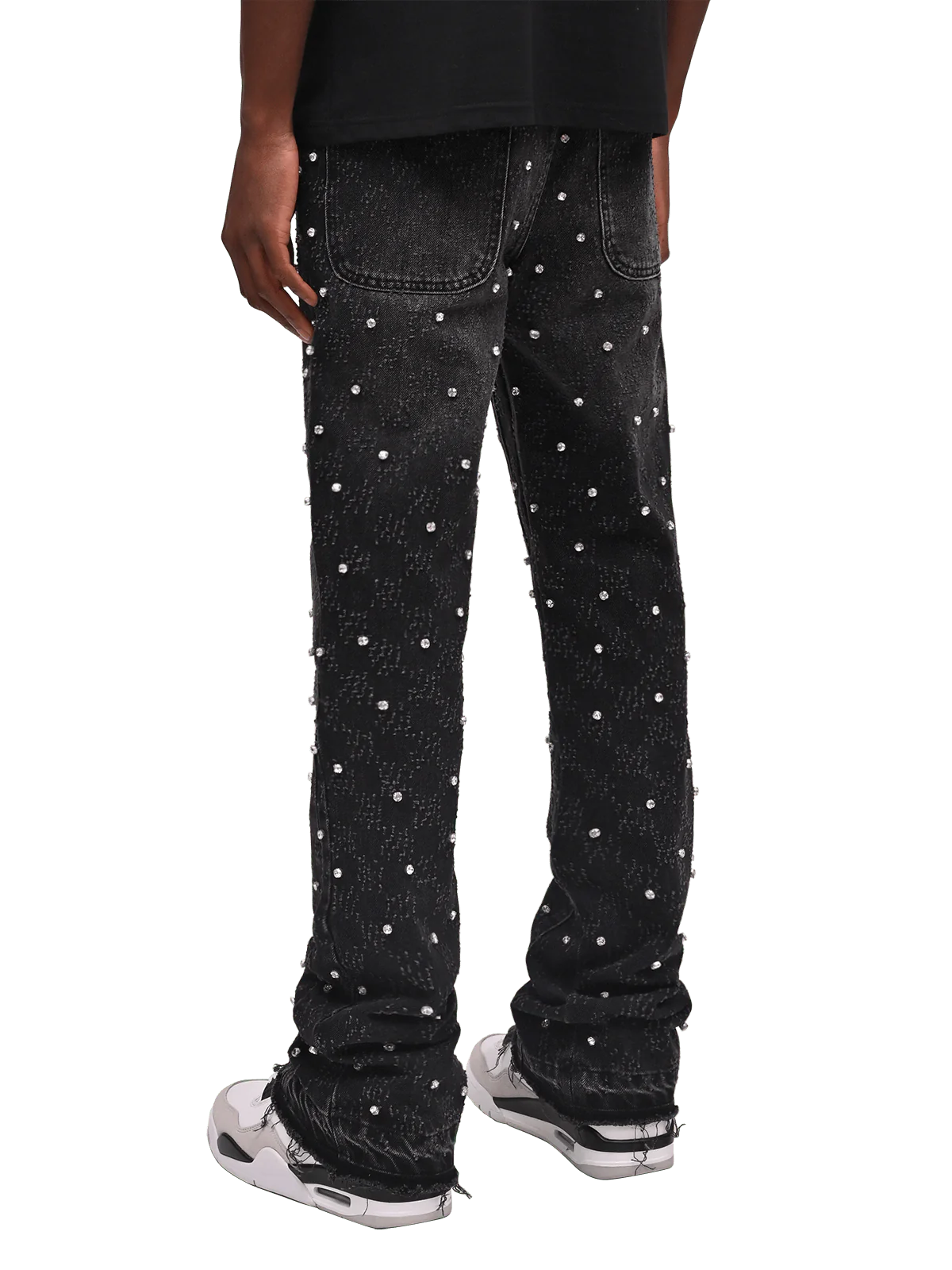 RHINESTONE FLARE DENIM - BLACK