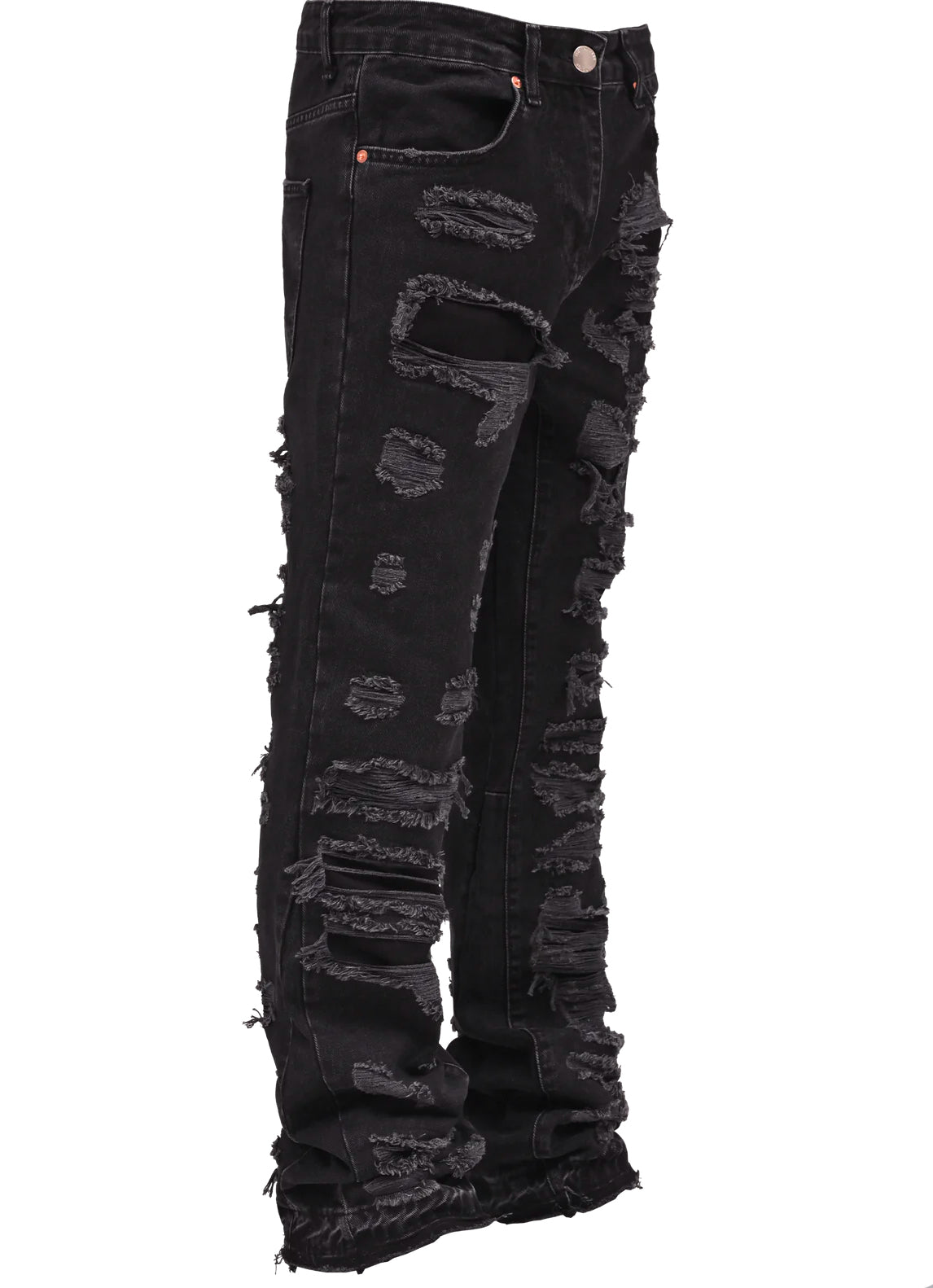 THRASHED FLARE DENIM - BLACK