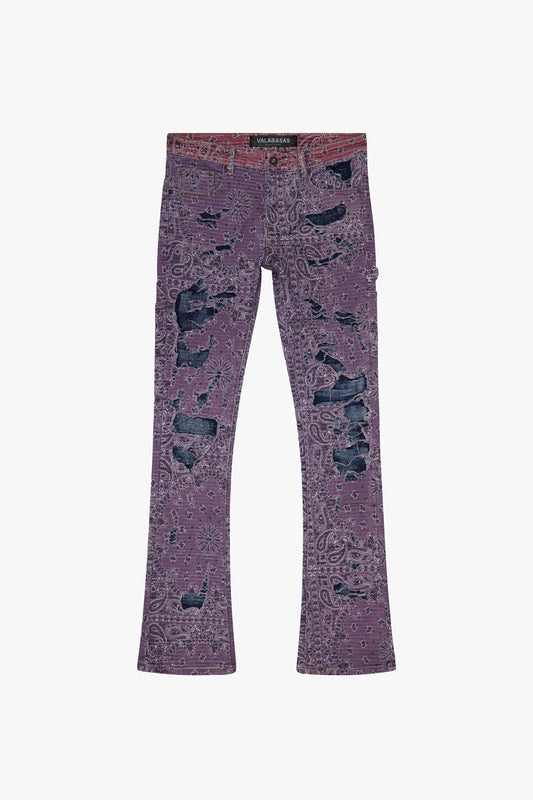 "BANDIT" LAVENDAR STACKED FLARE JEAN