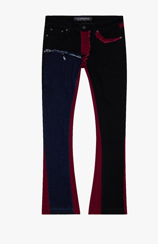 CHICAGO" RED BLACK STACKED FLARE JEAN