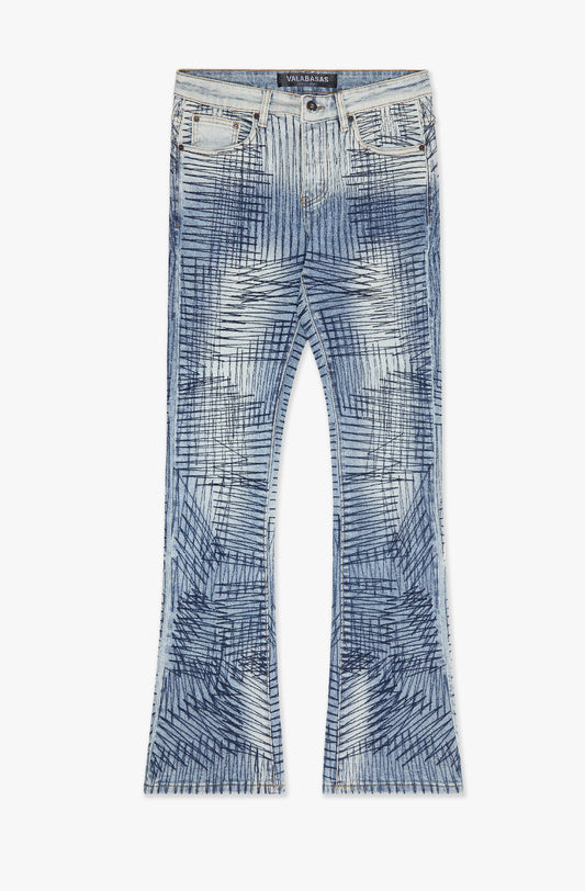 MR. EMBROIDERY" ARTIC MIDNIGHT STACKED FLARE JEAN