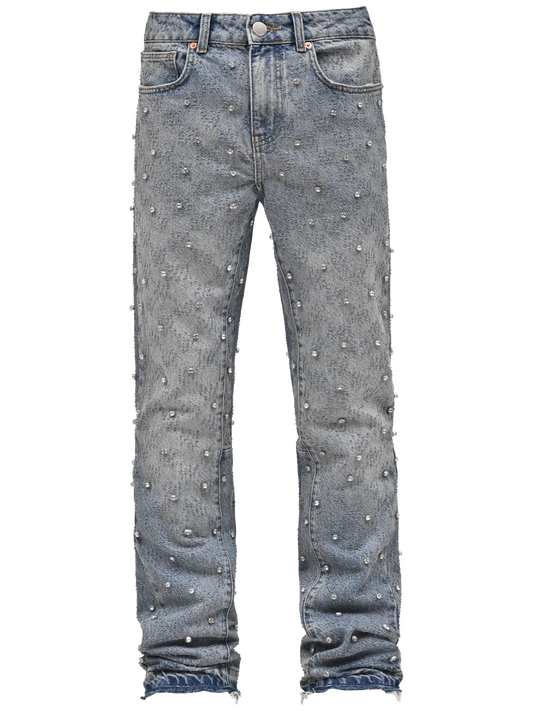 RHINESTONE FLARE DENIM - LIGHT STONE
