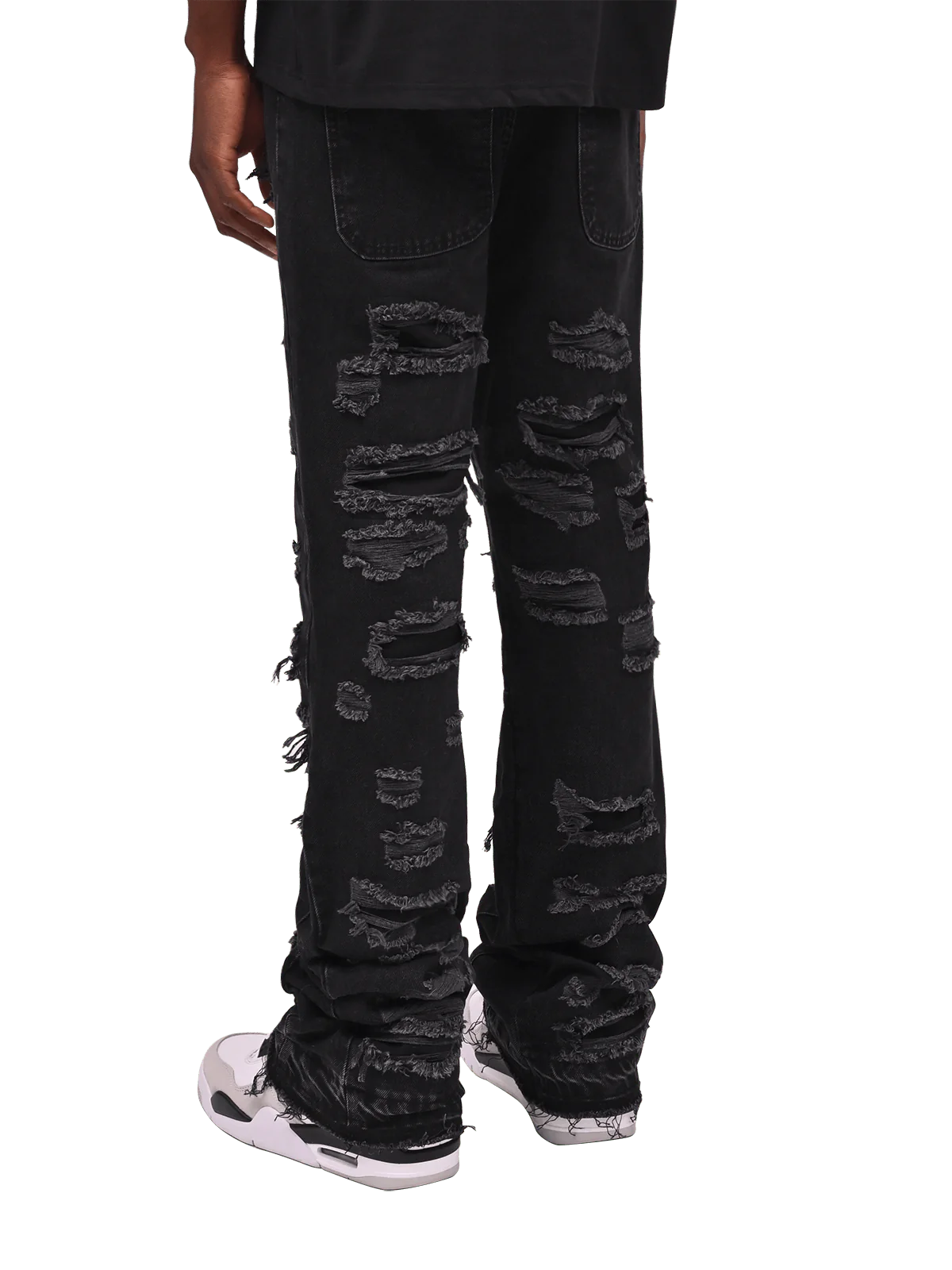 THRASHED FLARE DENIM - BLACK